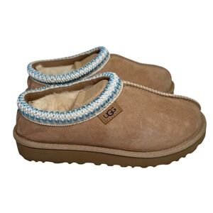 Ugg Tasman Regenerate Slippers Sand with Light Blue Accents Women's Size 6